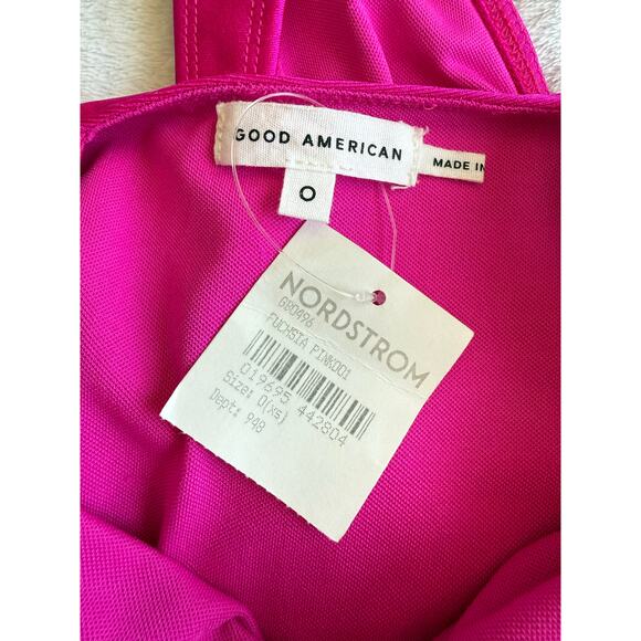 Good American NWT Fuchsia Shine Compression Scuba Tank Square Neck Bodysuit XS/0 - Picture 9 of 12